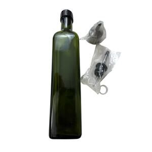 Kitchen Green Glass Cruet Oil or Vinegar Bottle 16 oz